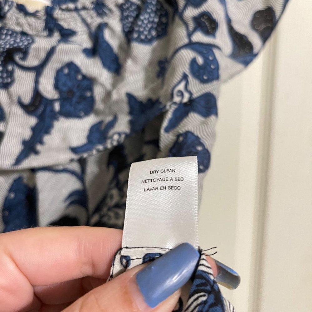 MICHAEL Michael Kors Womens Blue 100% Silk Floral Off Shoulder Blouse Size XS - Picture 7 of 8